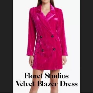 Floret Studios Pink Velvet Blazer Dress
